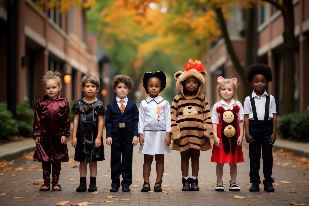 Portrait student costume child. 