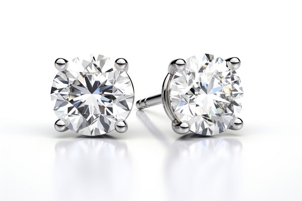 Diamond earrings platinum gemstone jewelry. AI generated Image by rawpixel.