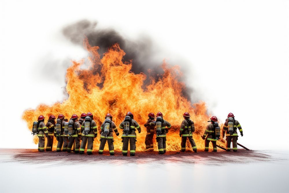 Fire helmet person extinguishing. AI generated Image by rawpixel.