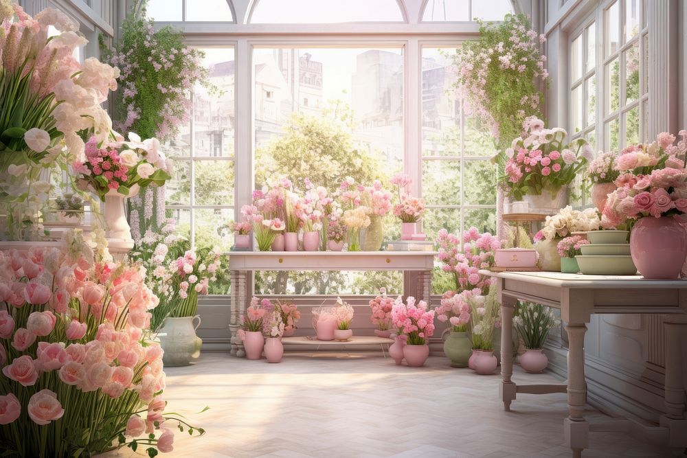 Flower window plant architecture. AI generated Image by rawpixel.