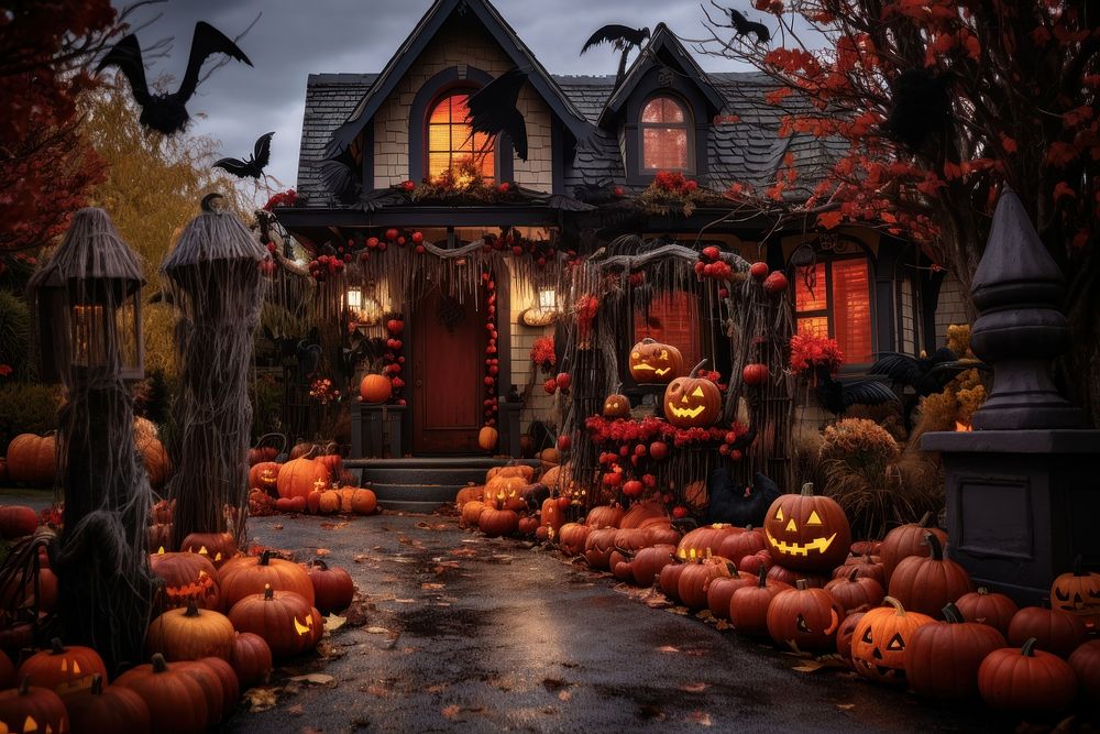 Halloween decoration house anthropomorphic. AI generated Image by rawpixel.