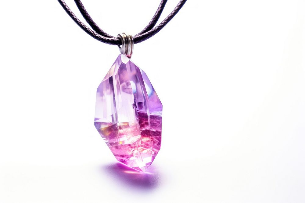 Healing crystal necklace amethyst gemstone jewelry. AI generated Image by rawpixel.