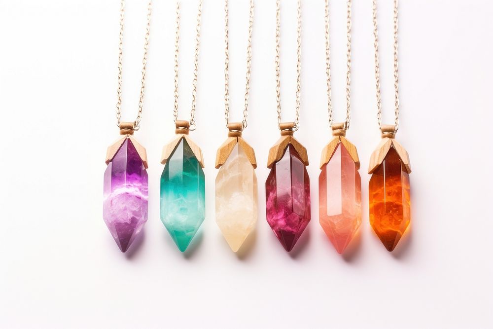 Healing crystal necklace gemstone jewelry pendant. AI generated Image by rawpixel.