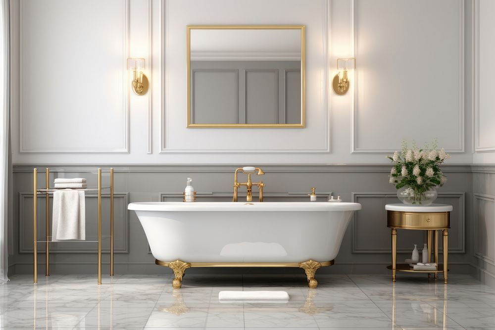 Bathroom bathtub luxury floor. AI generated Image by rawpixel.
