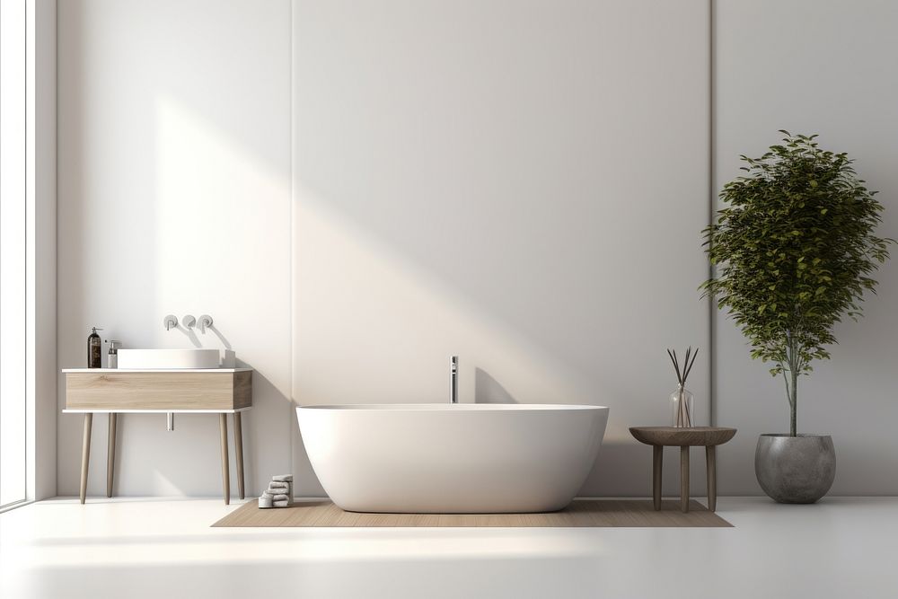 Bathroom bathtub plant sink. AI generated Image by rawpixel.