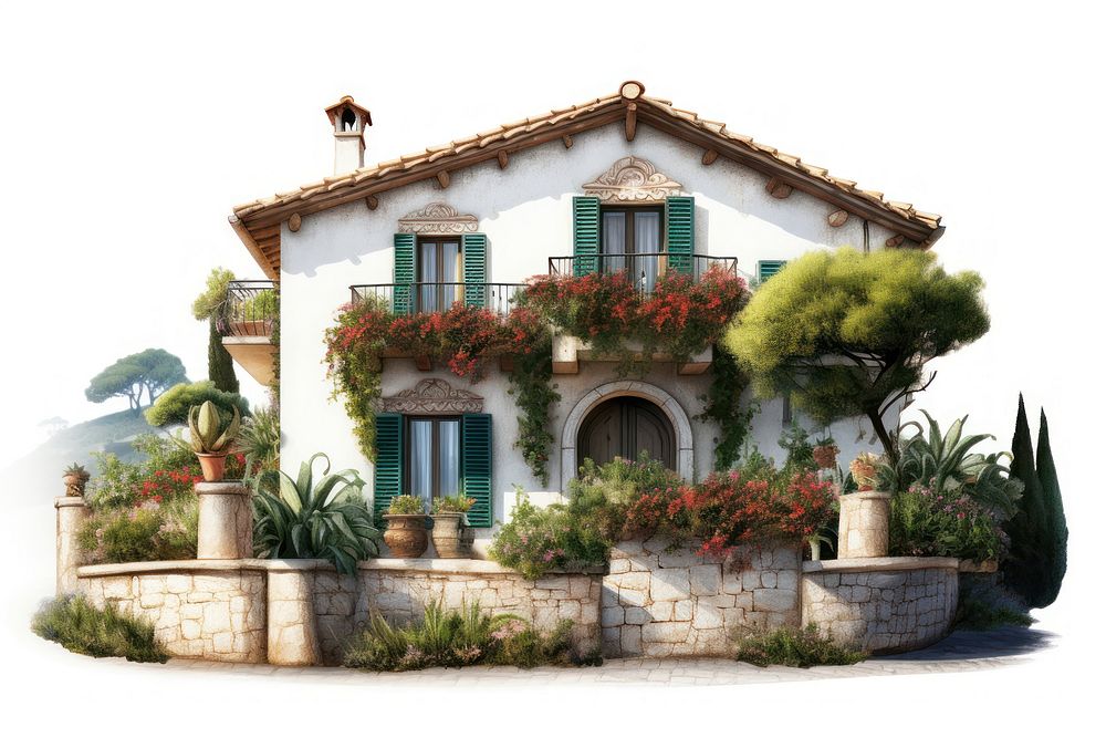 Architecture building hacienda cottage. AI generated Image by rawpixel.