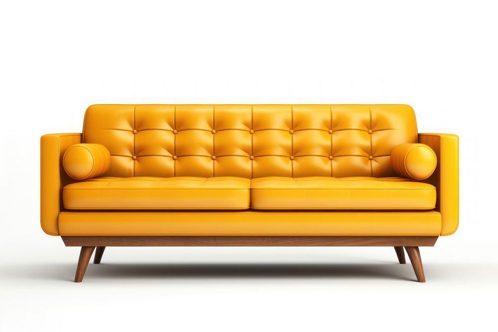 Mid century sofa furniture white background comfortable. AI generated Image by rawpixel.