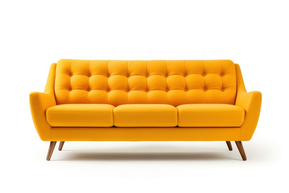 Mid century sofa furniture white background comfortable. AI generated Image by rawpixel.