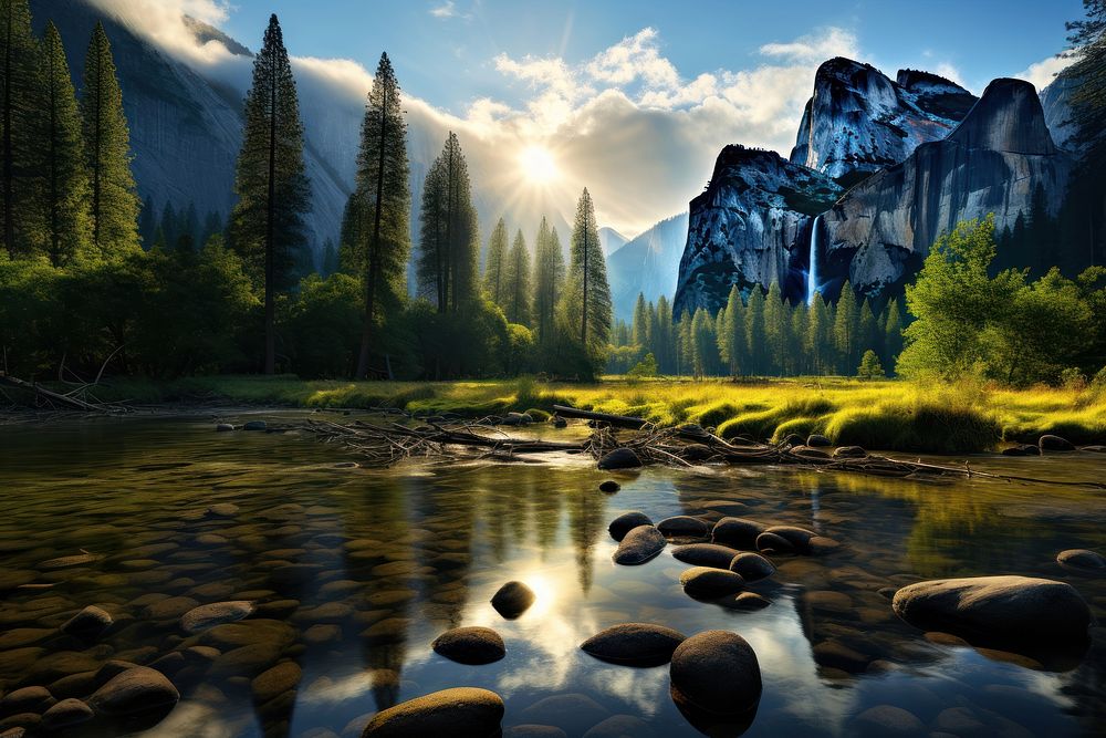 Wilderness landscape sunlight outdoors. AI generated Image by rawpixel.