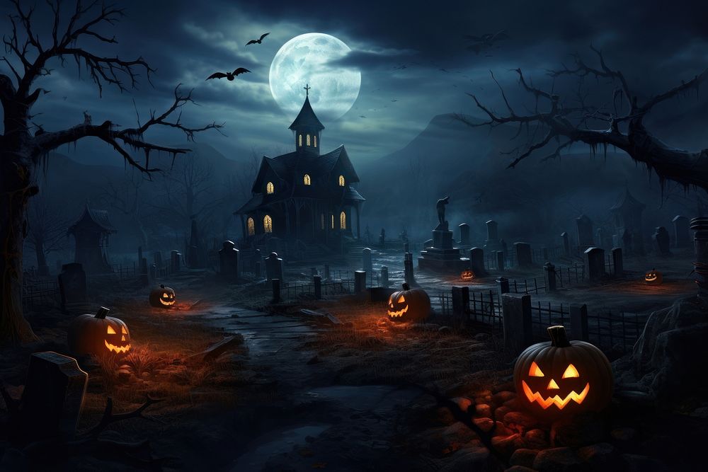 Halloween night outdoors spooky. 