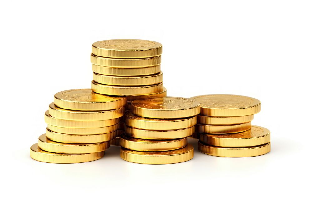 Gold coin money white background. AI generated Image by rawpixel.