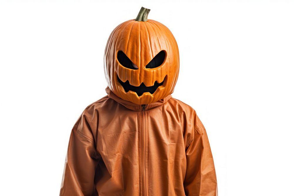 Halloween costume pumpkin white background. AI generated Image by rawpixel.
