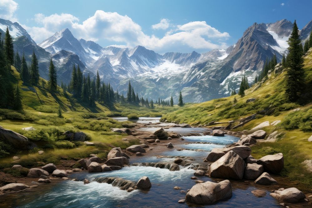 Wilderness mountain landscape outdoors. AI generated Image by rawpixel.