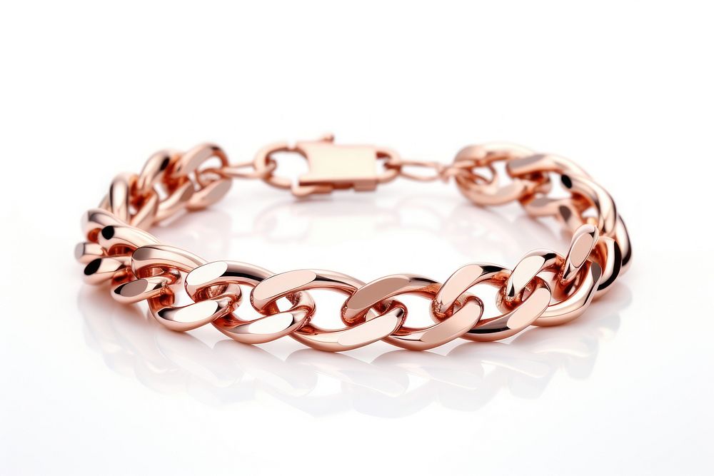Rose gold bracelet jewelry white background accessories. AI generated Image by rawpixel.