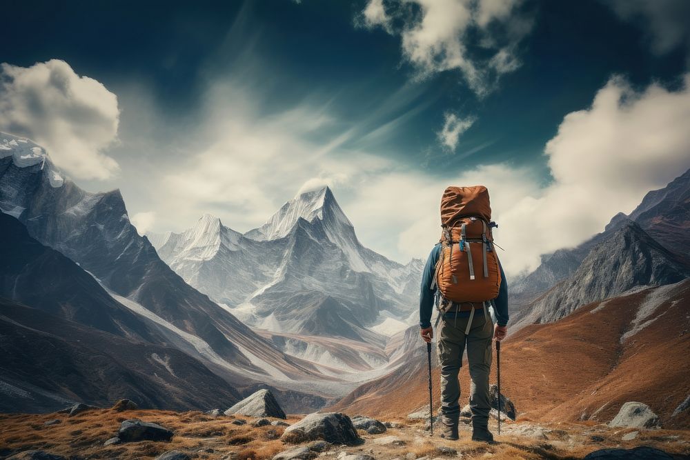 Backpacking wilderness adventure outdoors. AI generated Image by rawpixel.