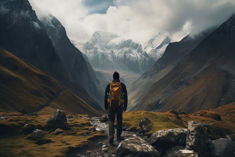 Backpacking wilderness adventure outdoors. AI generated Image by rawpixel.