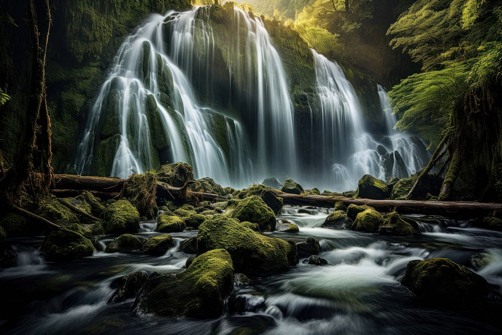 Waterfall wilderness outdoors nature. AI | Free Photo - rawpixel