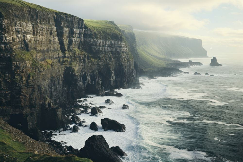 Cliff ocean promontory landscape. AI generated Image by rawpixel.