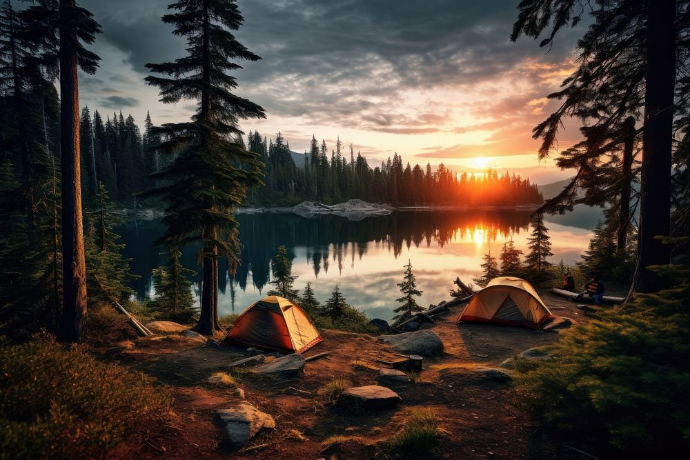 Camping wilderness outdoors nature. AI generated Image by rawpixel.