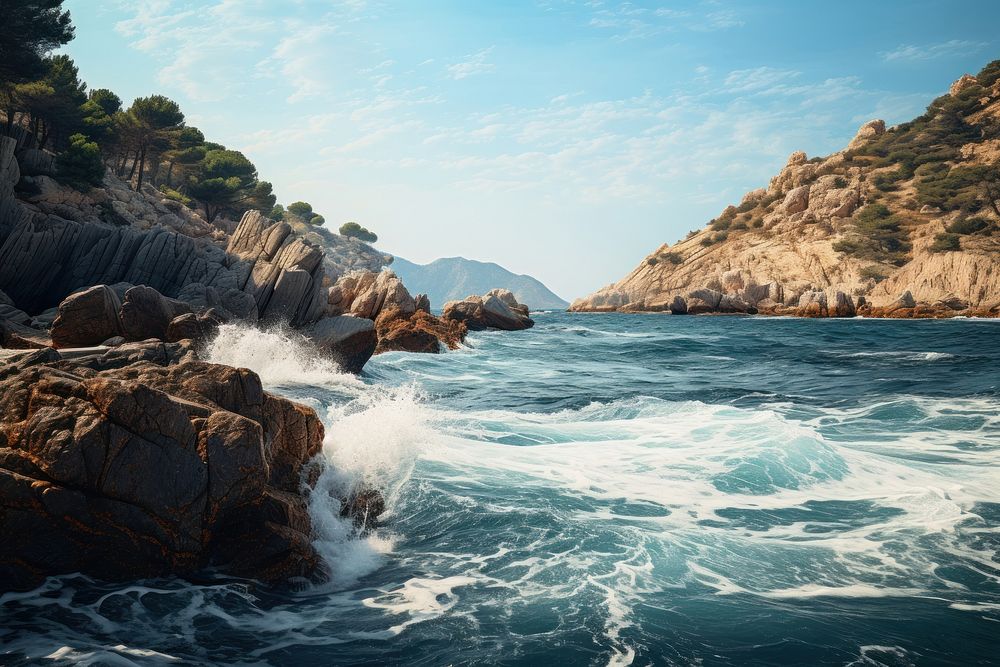 Ocean landscape outdoors nature. AI generated Image by rawpixel.