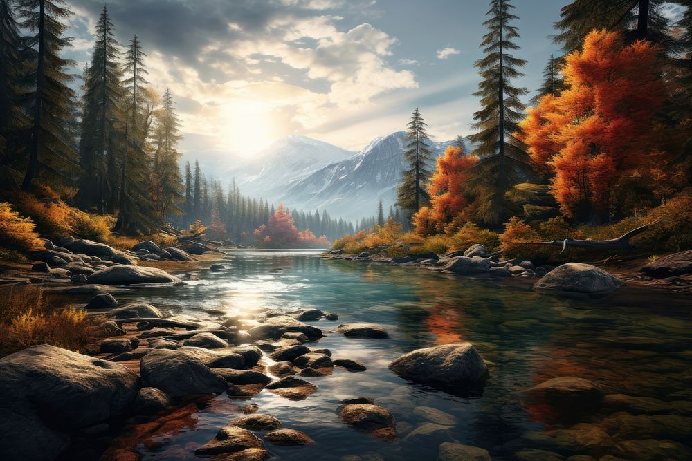 Wilderness autumn nature landscape. AI generated Image by rawpixel.