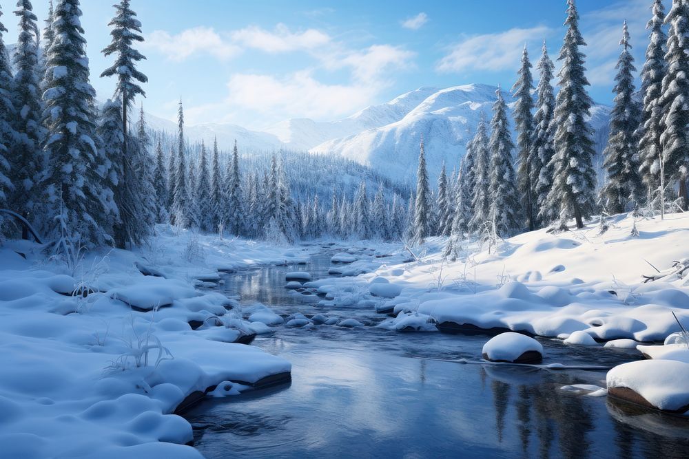 Winter wilderness landscape mountain. AI generated Image by rawpixel.