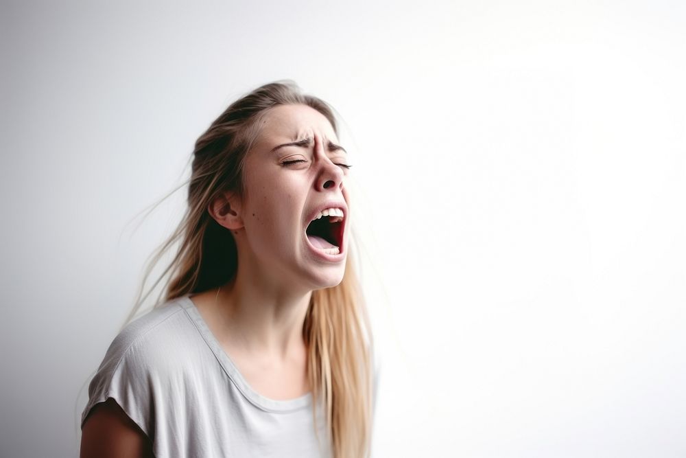 Woman screaming shouting adult frustration. AI generated Image by rawpixel.