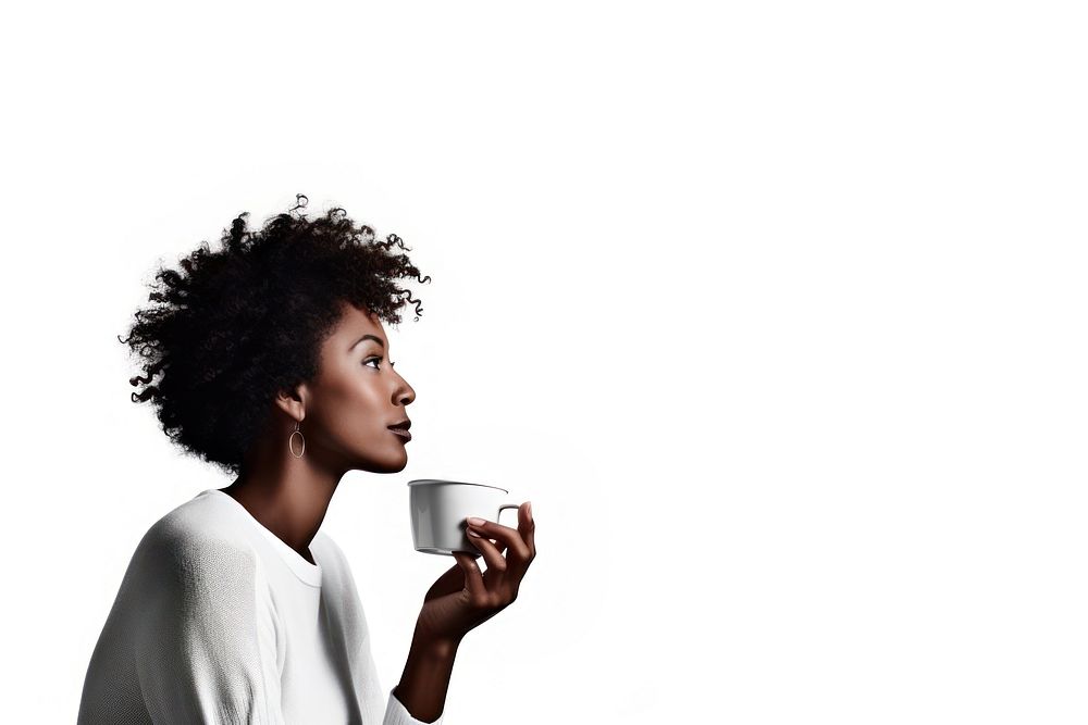 Black woman cup coffee adult. AI generated Image by rawpixel.