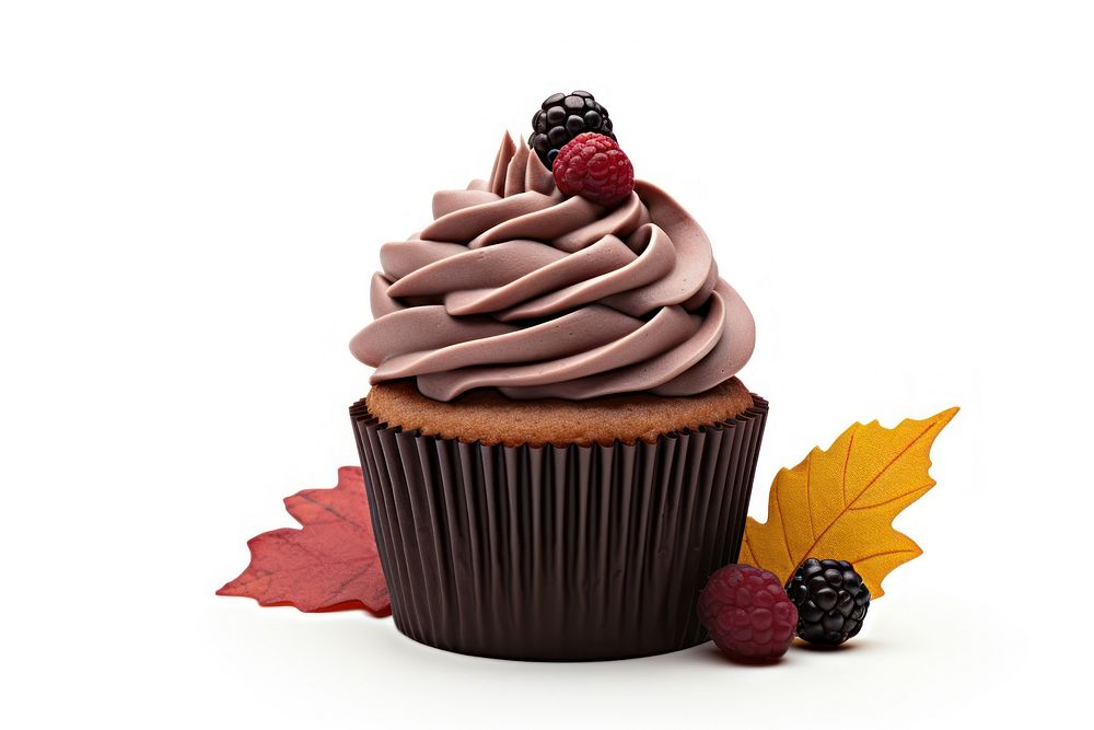 Fall season cupcake dessert cream fruit. 