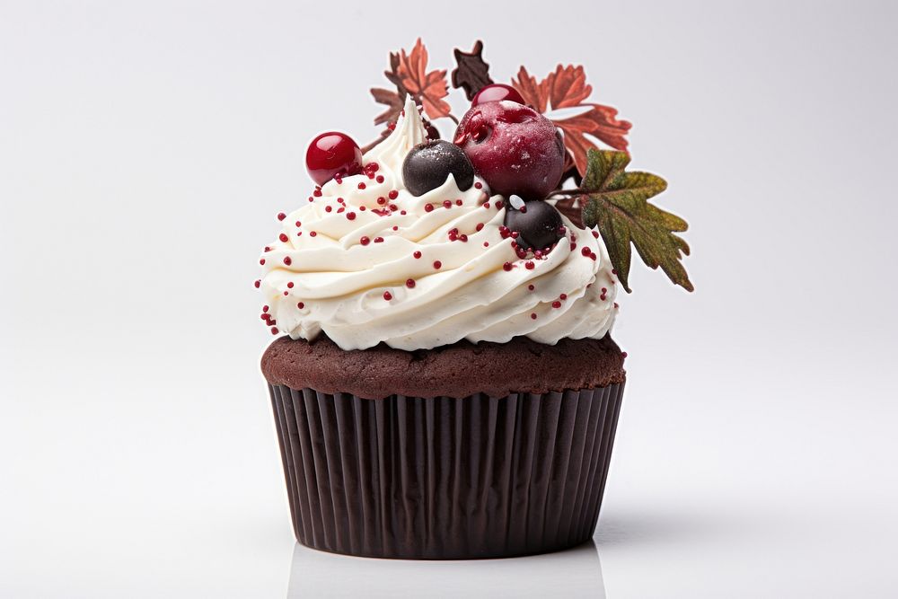 Fall season cupcake dessert cream plant. AI generated Image by rawpixel.
