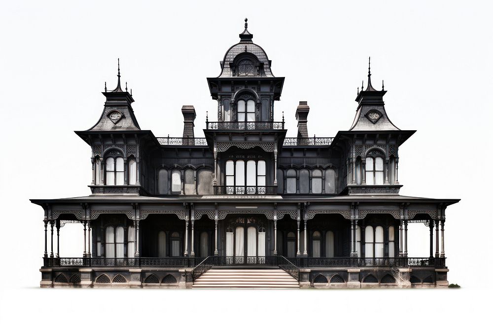 Haunted black mansion architecture building house. 