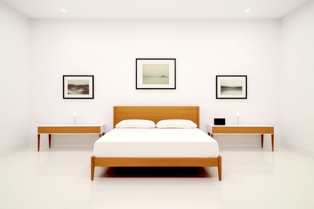 Bedroom furniture white white background. AI generated Image by rawpixel.