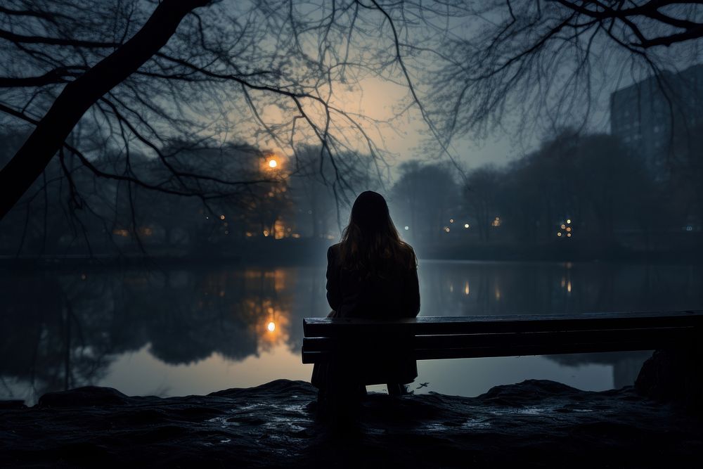 Silhouette light night contemplation. AI generated Image by rawpixel.