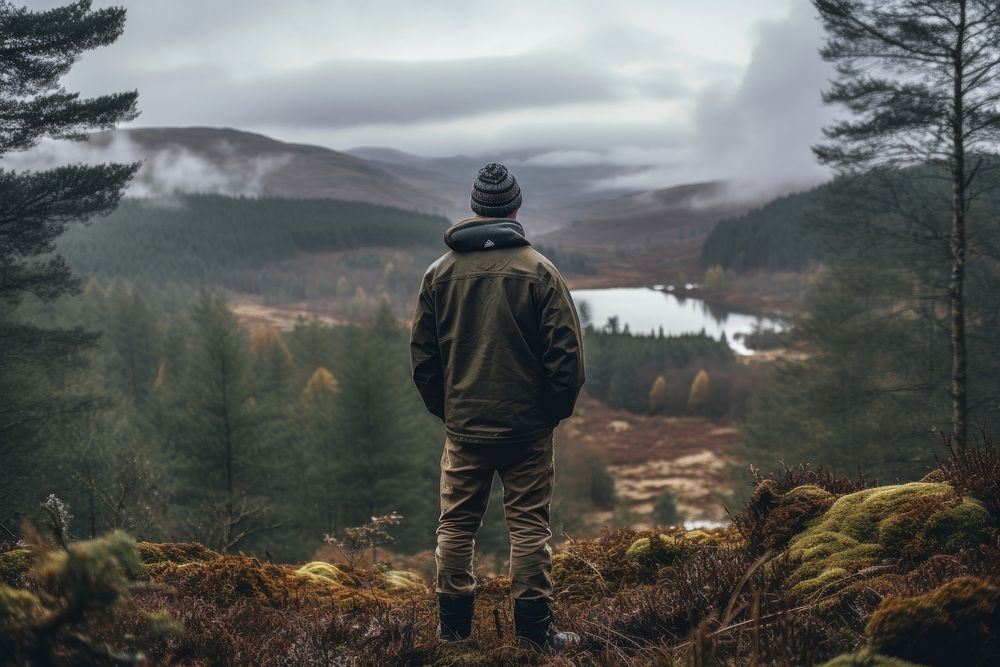 Wilderness adventure standing outdoors. 