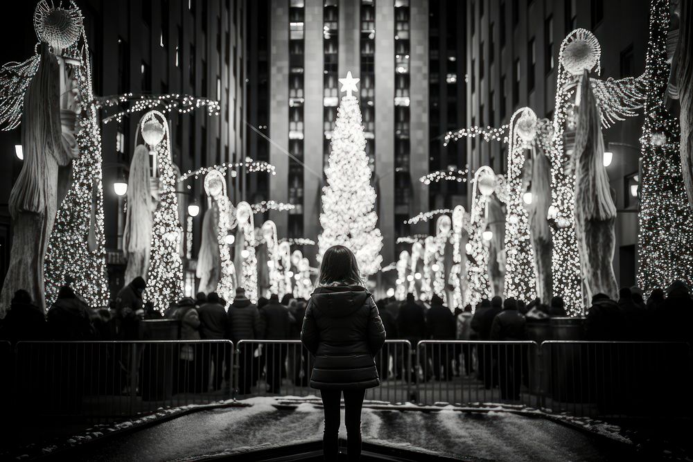 Christmas holiday street light. AI generated Image by rawpixel.