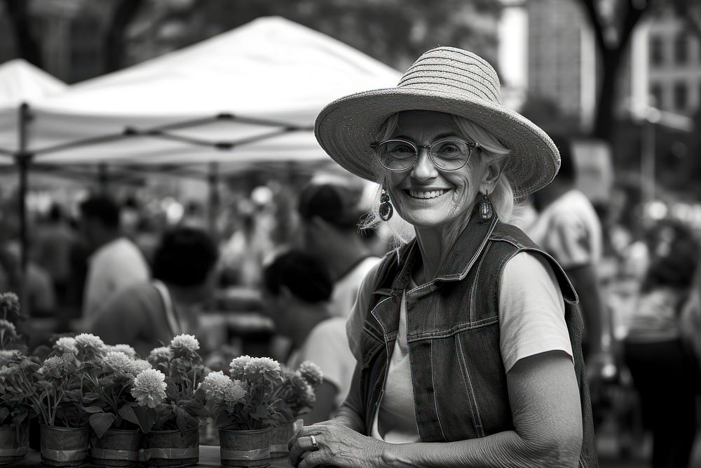 Outdoors glasses market smile. AI generated Image by rawpixel.
