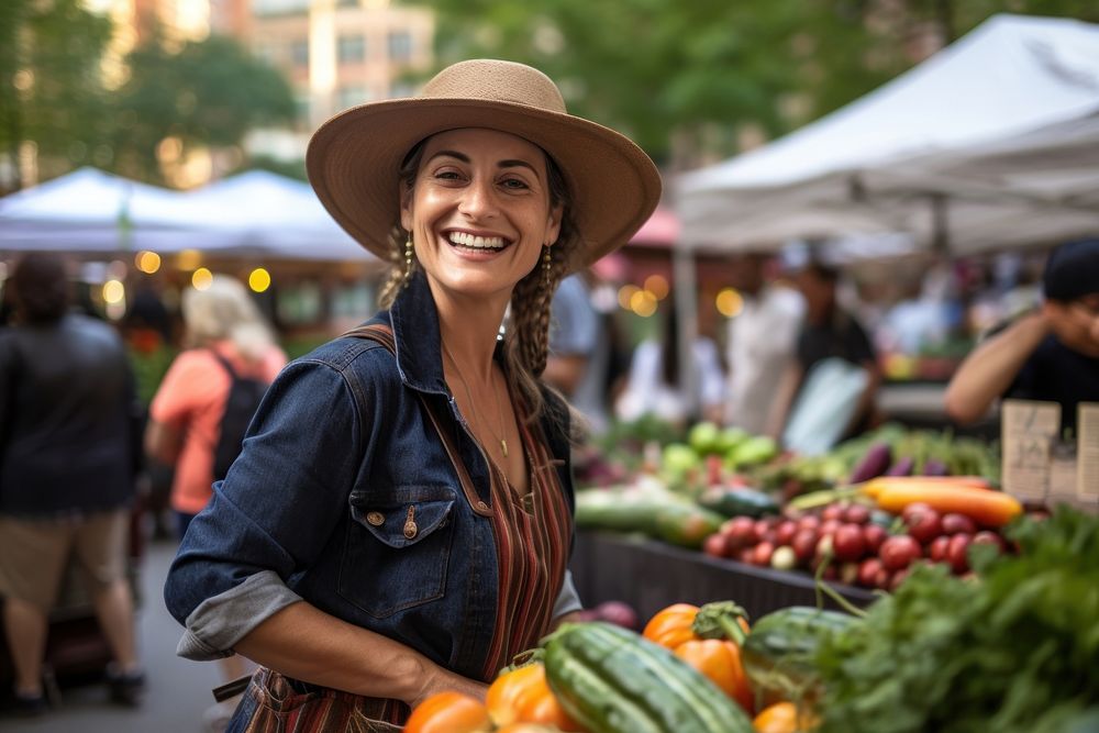 Market adult smile woman. AI generated Image by rawpixel.