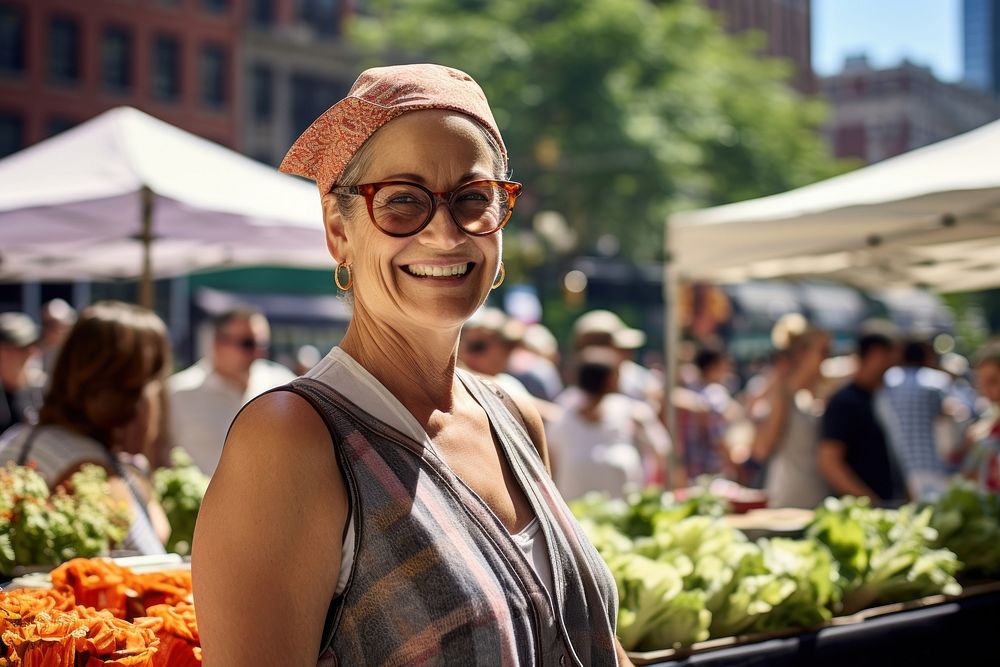 Market portrait glasses smile. AI generated Image by rawpixel.