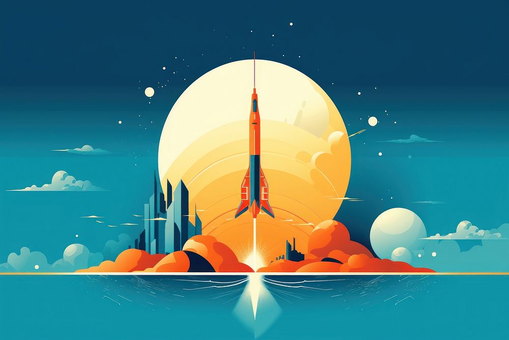 Rocket sky outdoors graphics. AI generated Image by rawpixel.