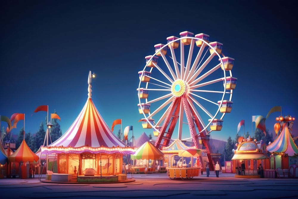 Carousel carnival circus night. AI generated Image by rawpixel.