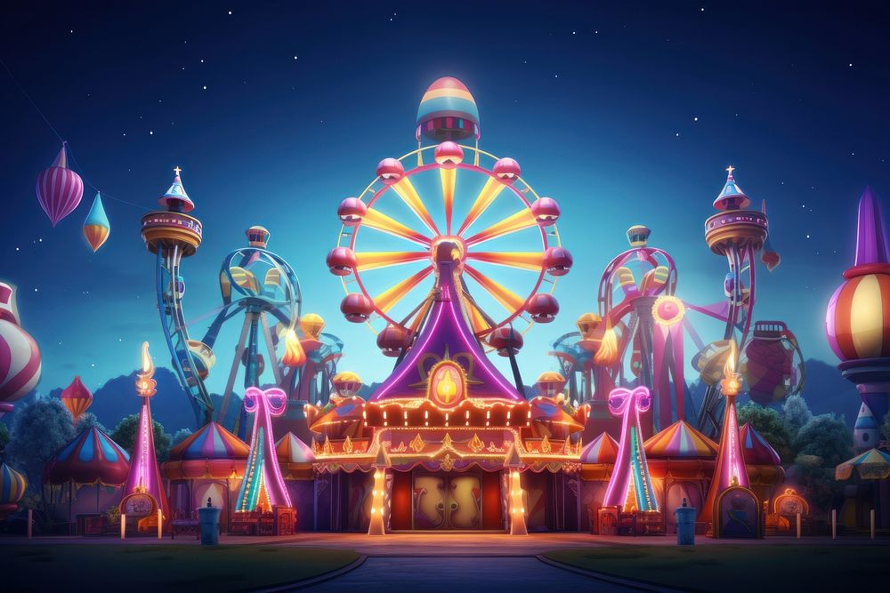Carousel night park fair. AI generated Image by rawpixel.