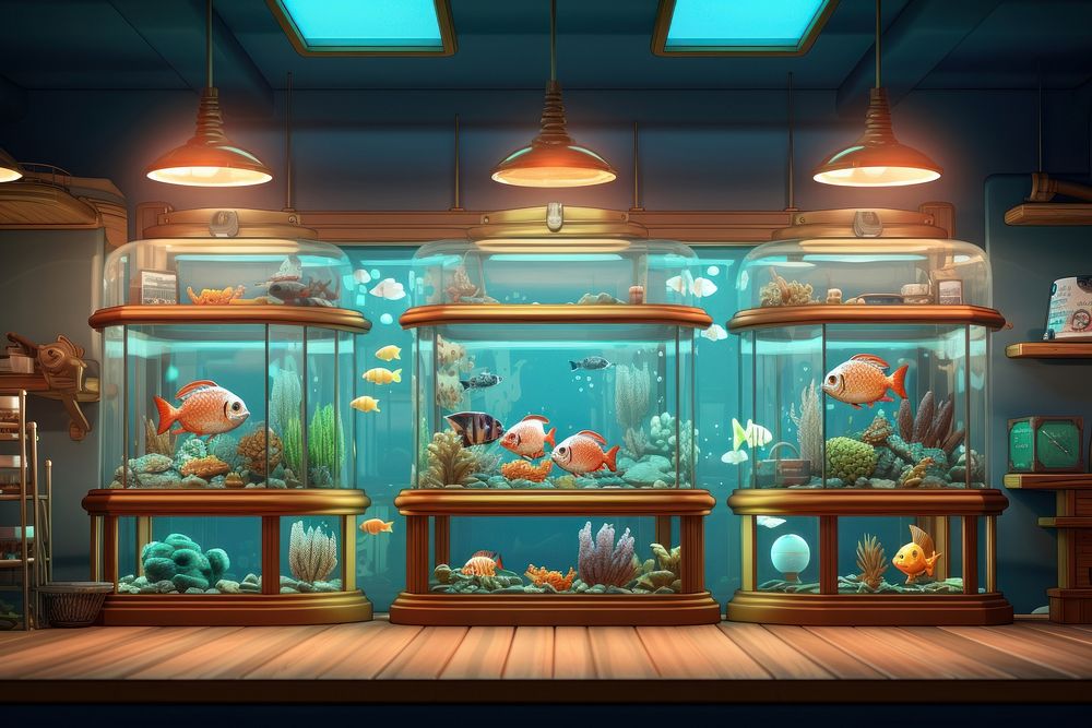 Aquarium fish cartoon architecture. | Premium Photo Illustration - rawpixel