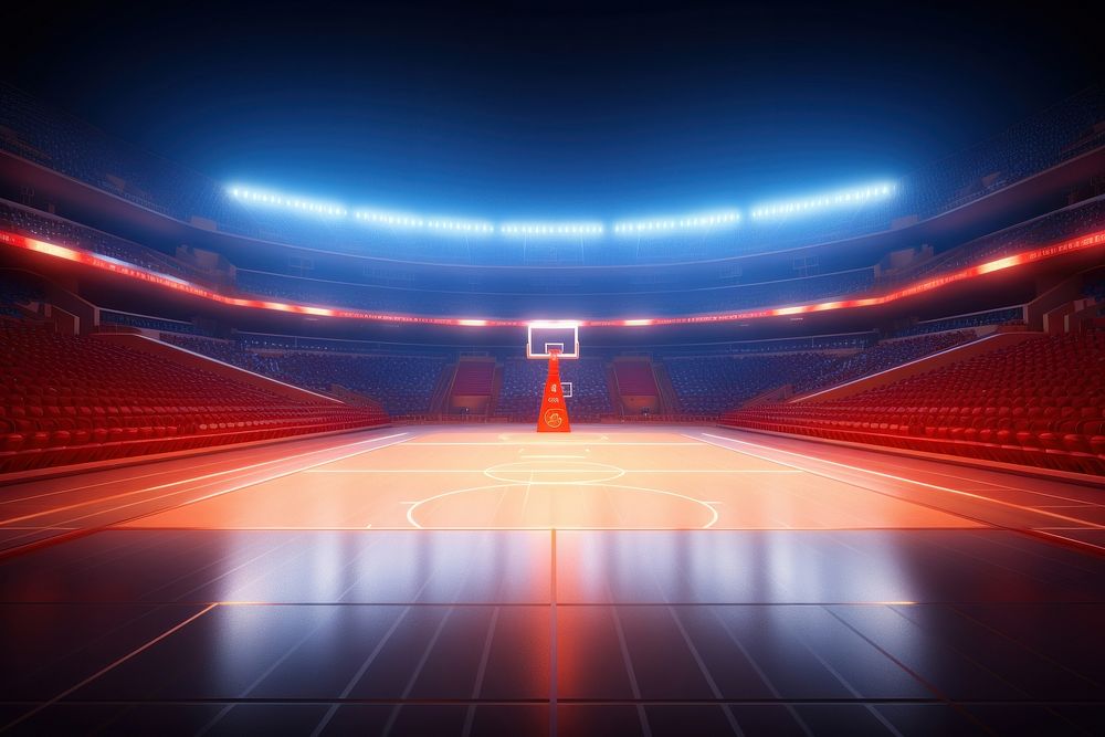 Basketball illuminated backgrounds stadium. AI generated Image by rawpixel.