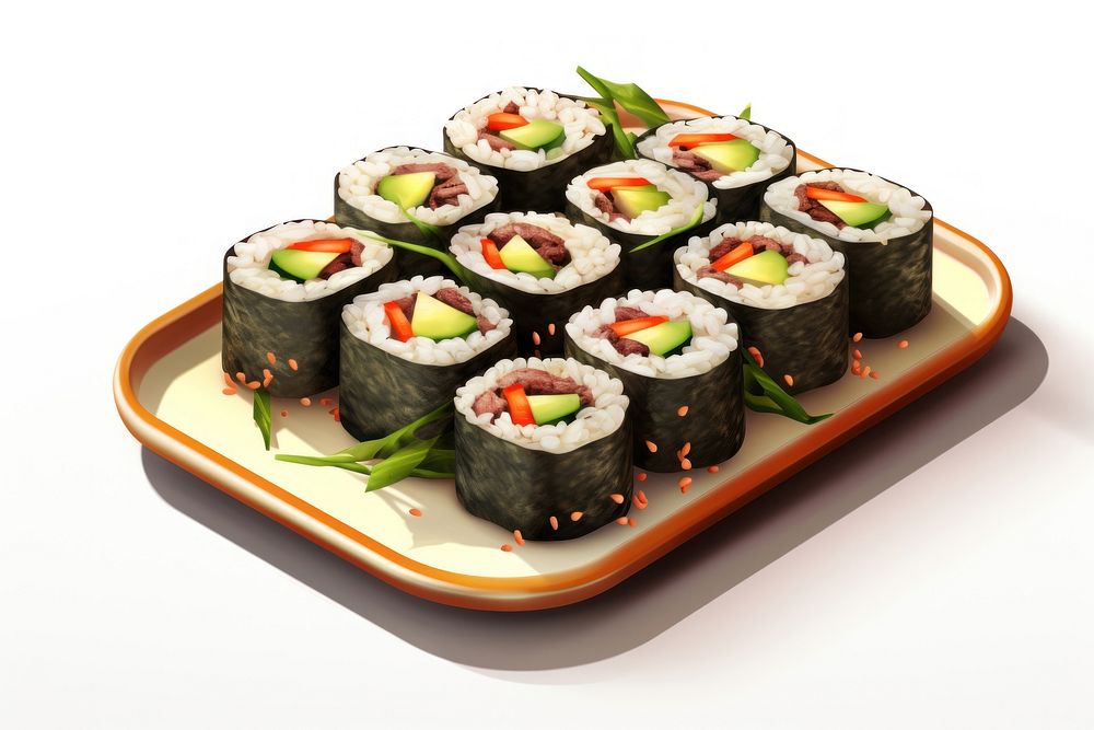 Rice sushi plate food. AI generated Image by rawpixel.