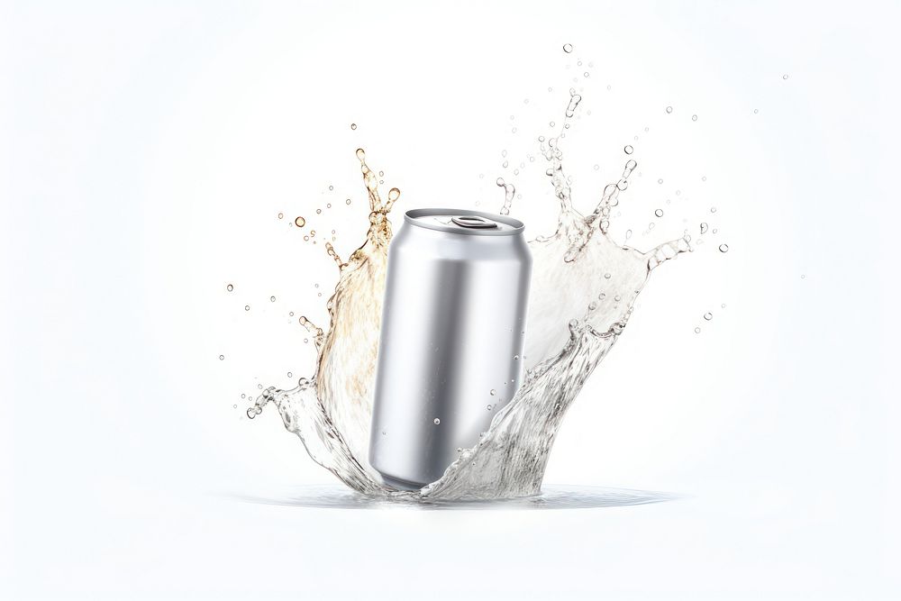 Drop tin white background refreshment. AI generated Image by rawpixel.