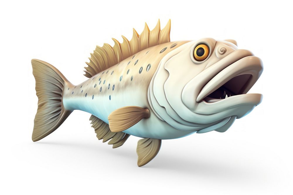 Atlantic cod fresh fish cartoon animal. AI generated Image by rawpixel.
