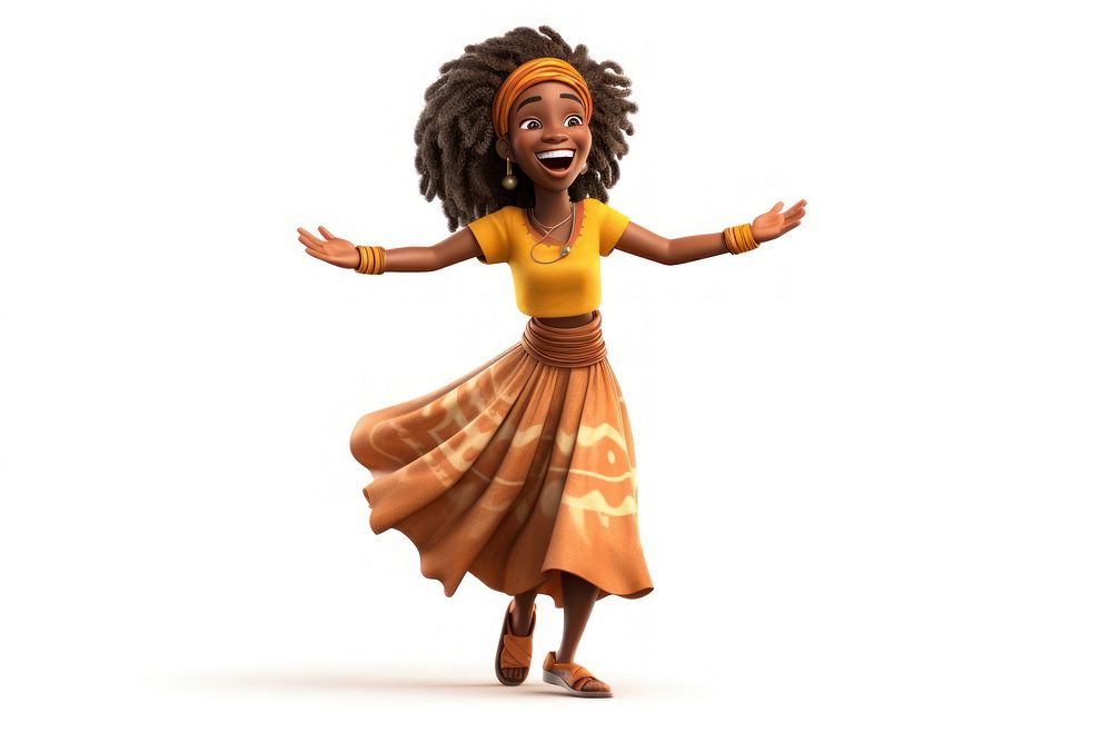 Dancing cartoon women white background. AI generated Image by rawpixel.