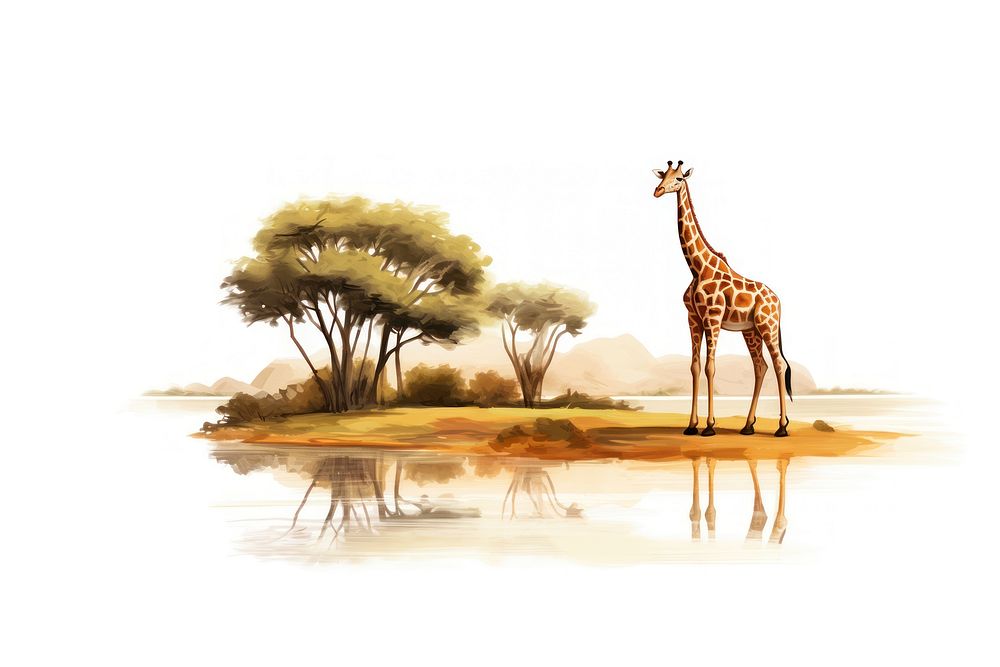 Giraffe wildlife outdoors savanna. AI generated Image by rawpixel.
