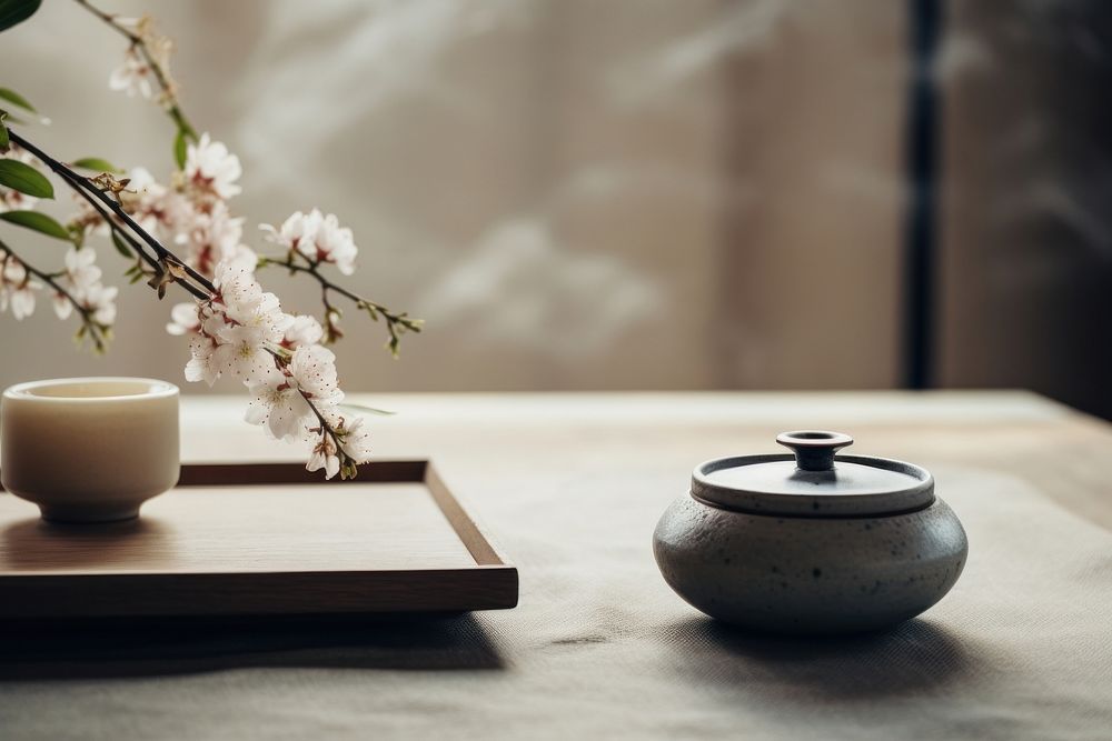 Flower table plant tea. AI generated Image by rawpixel.