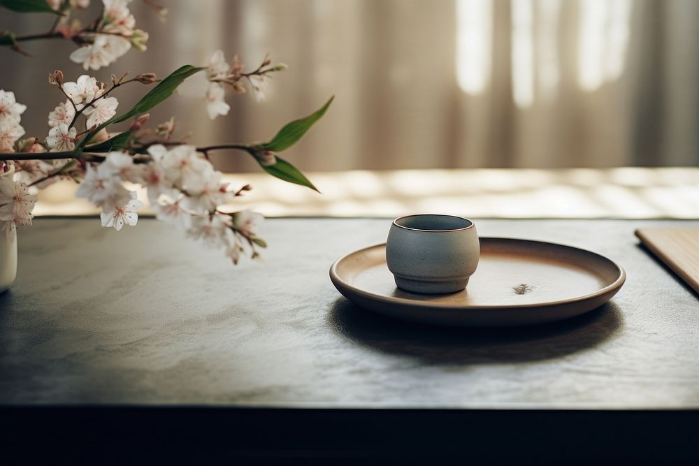Saucer flower coffee table. AI generated Image by rawpixel.
